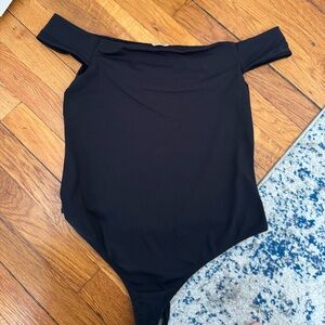 Free People Black Off the Shoulder Bodysuit